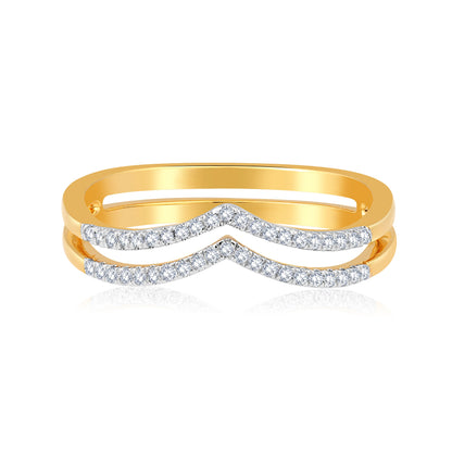 0.15ct Natural Diamond Solid Gold 2 Cuved V Ring