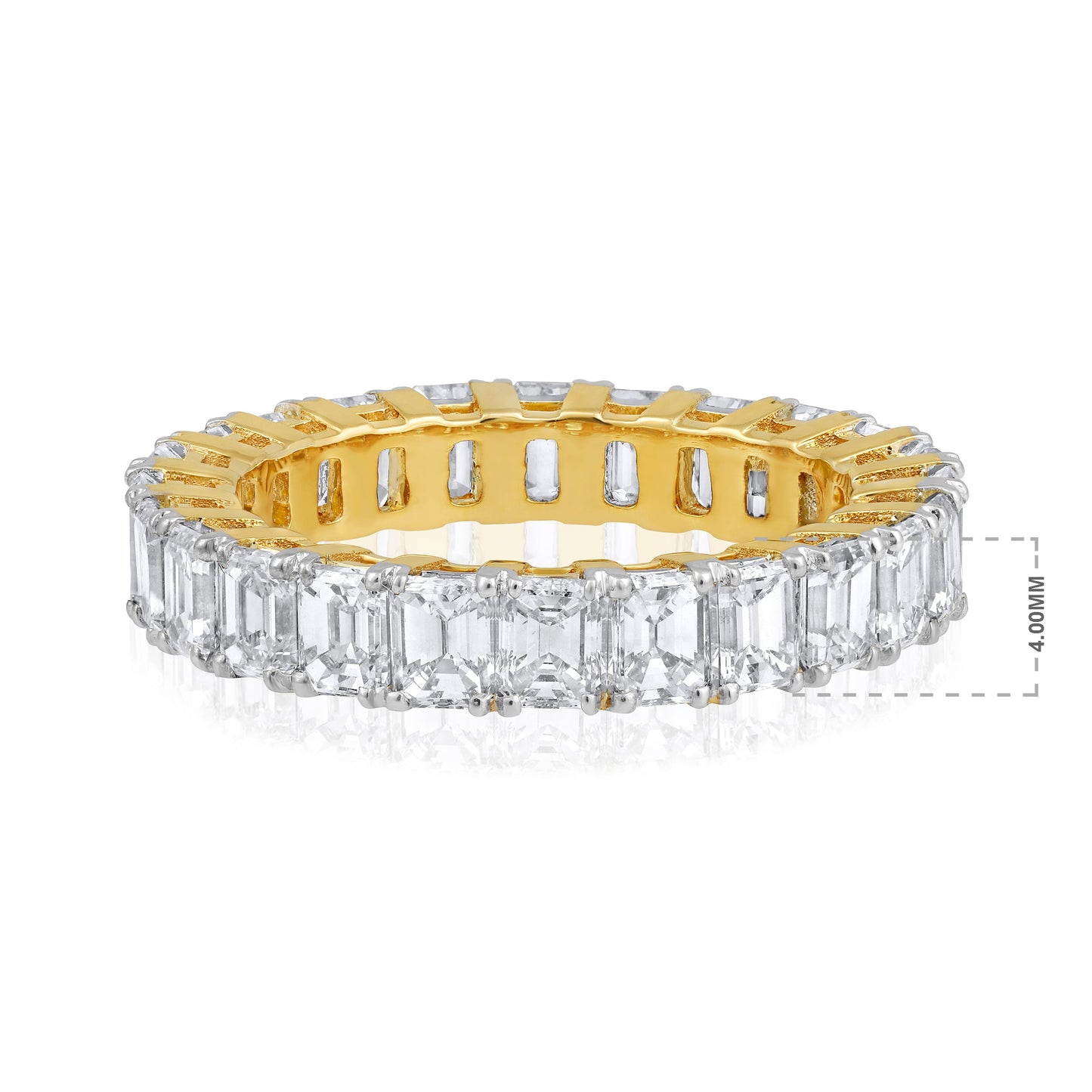 Solid Gold 4.4ct Emerald Natural Diamond Eternity Band Ring