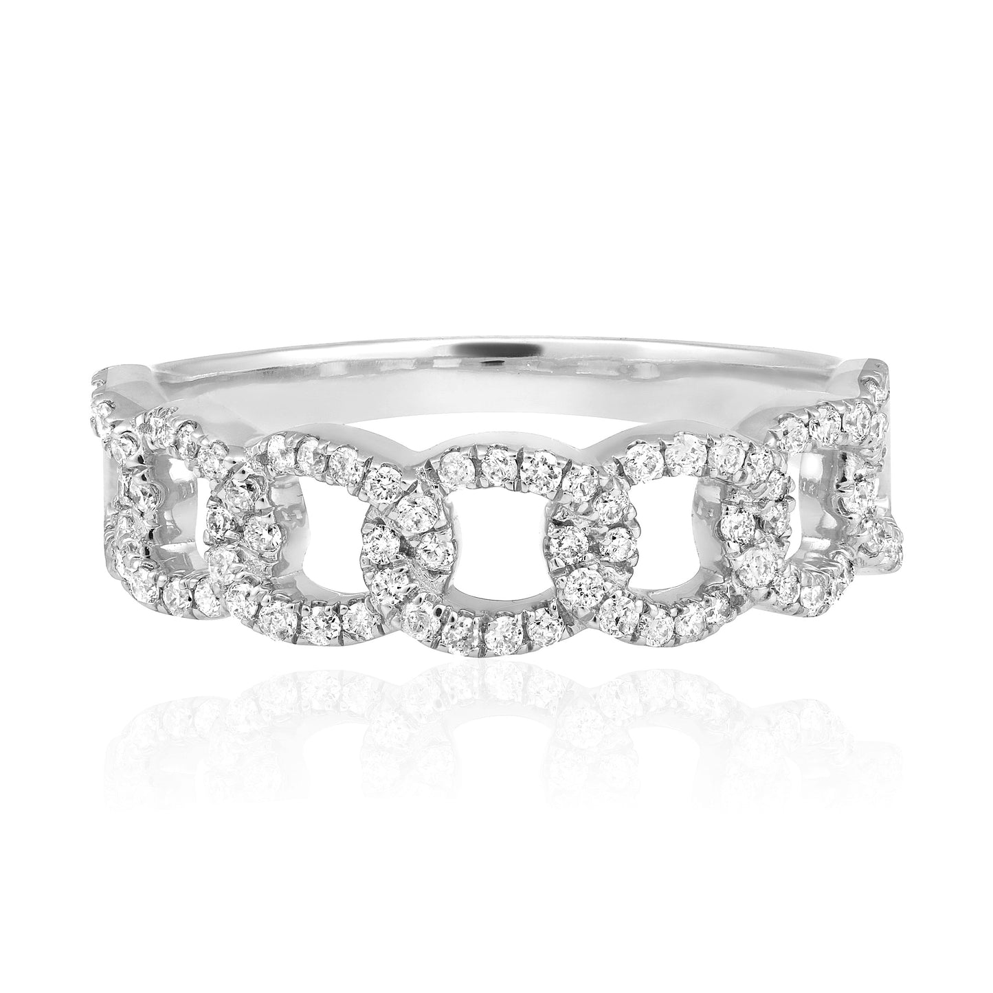 0.4ct Natural Diamond Solid Gold Chain Link Cuban Band Ring