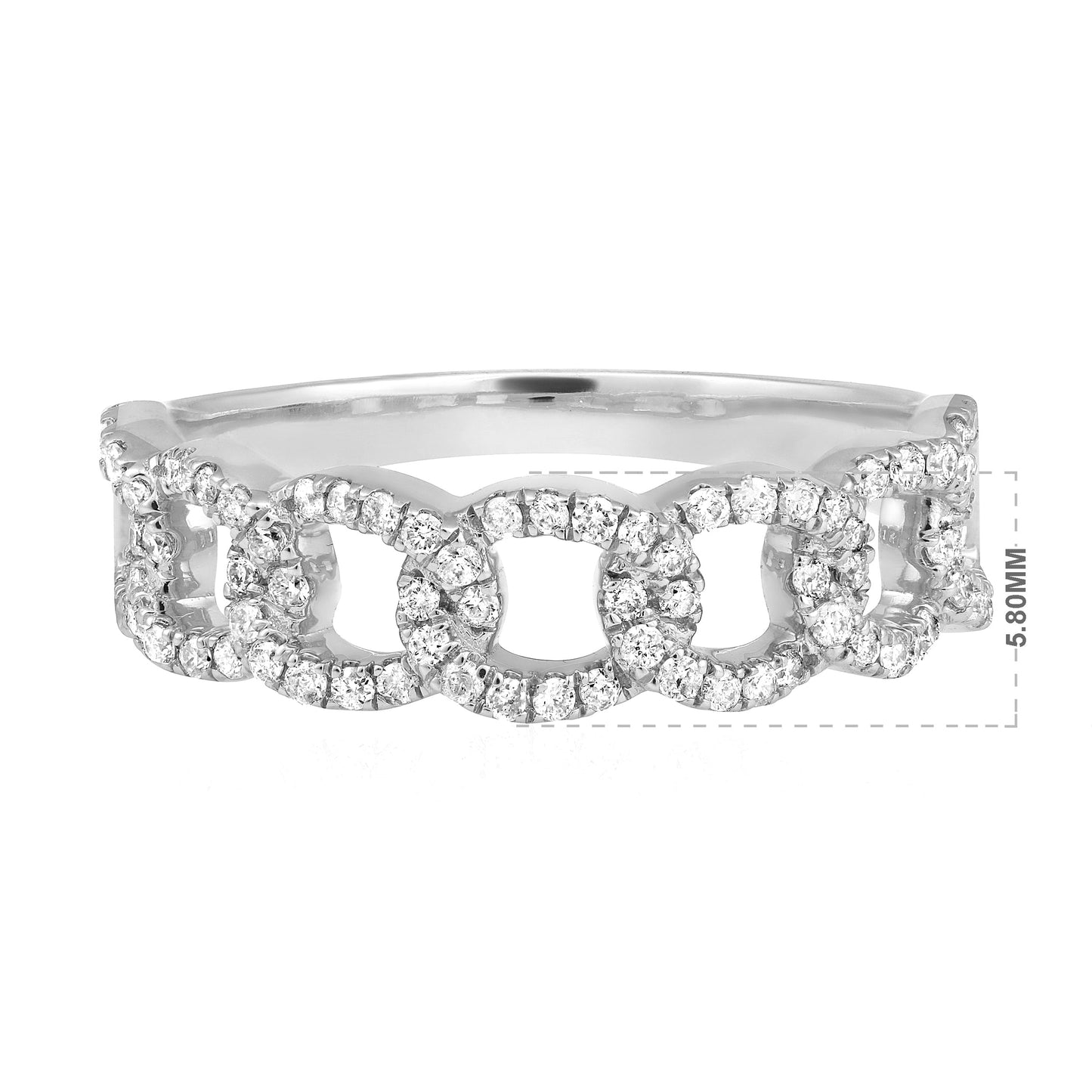 0.4ct Natural Diamond Solid Gold Chain Link Cuban Band Ring