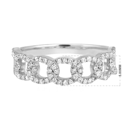 0.4ct Natural Diamond Solid Gold Chain Link Cuban Band Ring