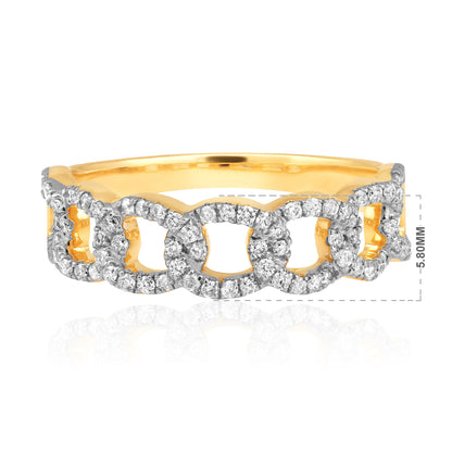 0.4ct Natural Diamond Solid Gold Chain Link Cuban Band Ring