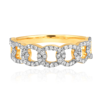 0.4ct Natural Diamond Solid Gold Chain Link Cuban Band Ring