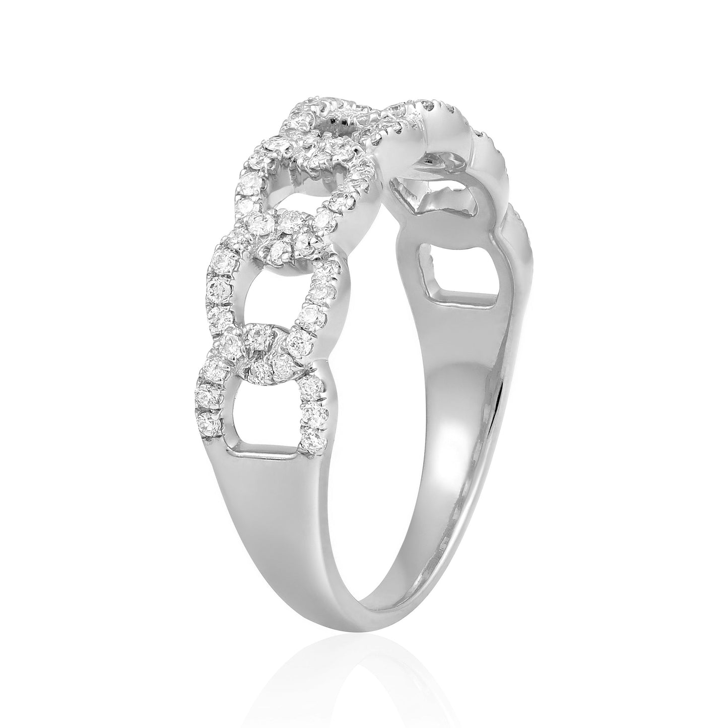 0.4ct Natural Diamond Solid Gold Chain Link Cuban Band Ring