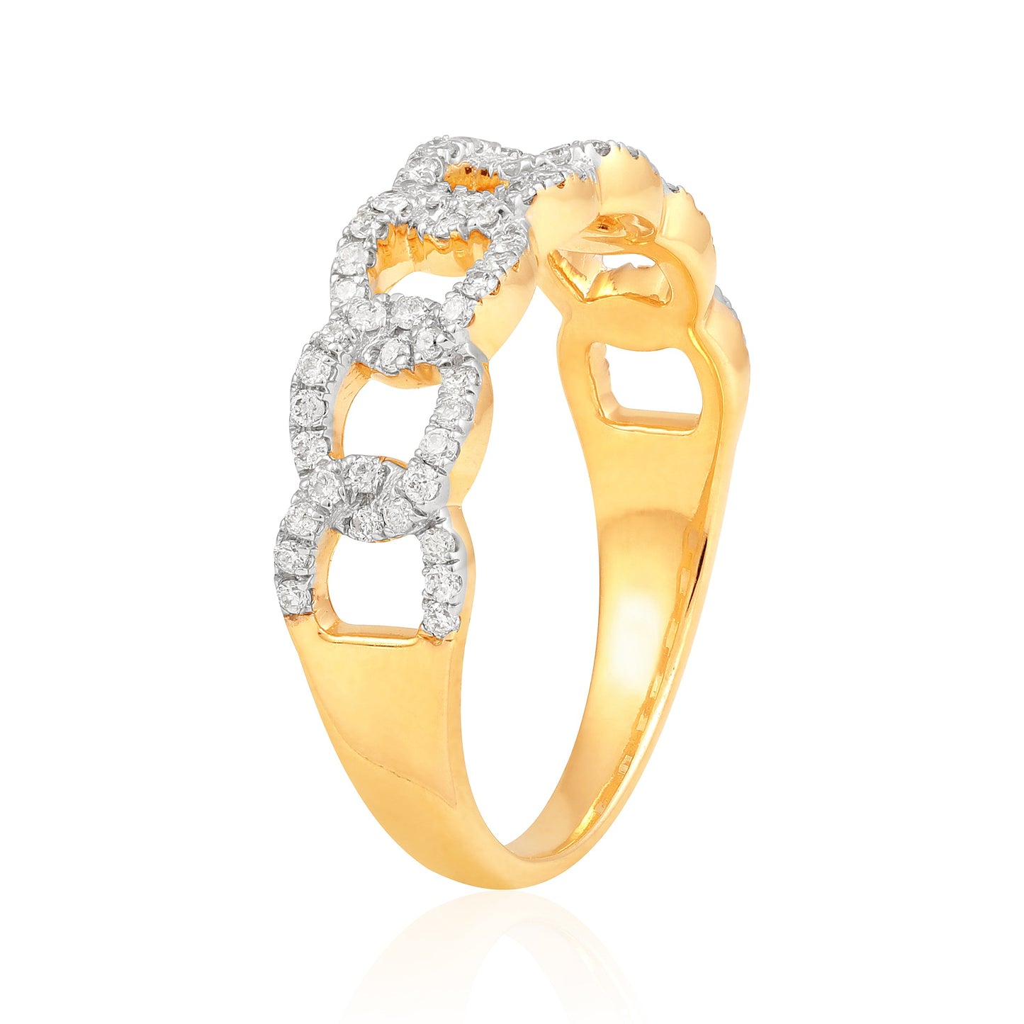 0.4ct Natural Diamond Solid Gold Chain Link Cuban Band Ring