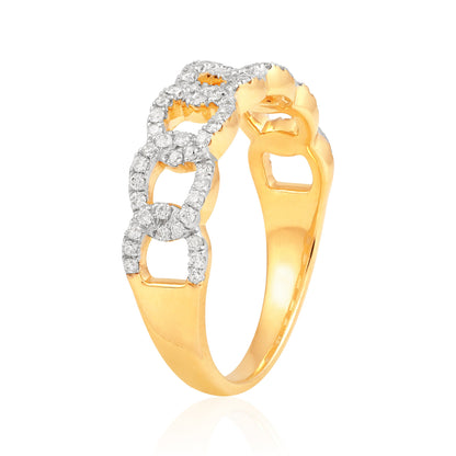 0.4ct Natural Diamond Solid Gold Chain Link Cuban Band Ring