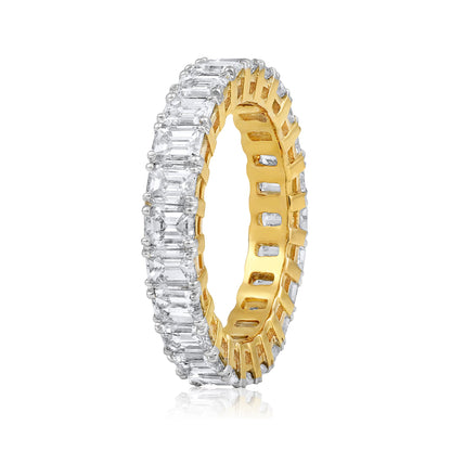 Solid Gold 4.4ct Emerald Natural Diamond Eternity Band Ring