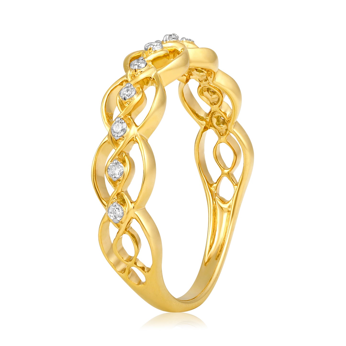 0.15ct Natural Diamond Solid Gold Loop Ring