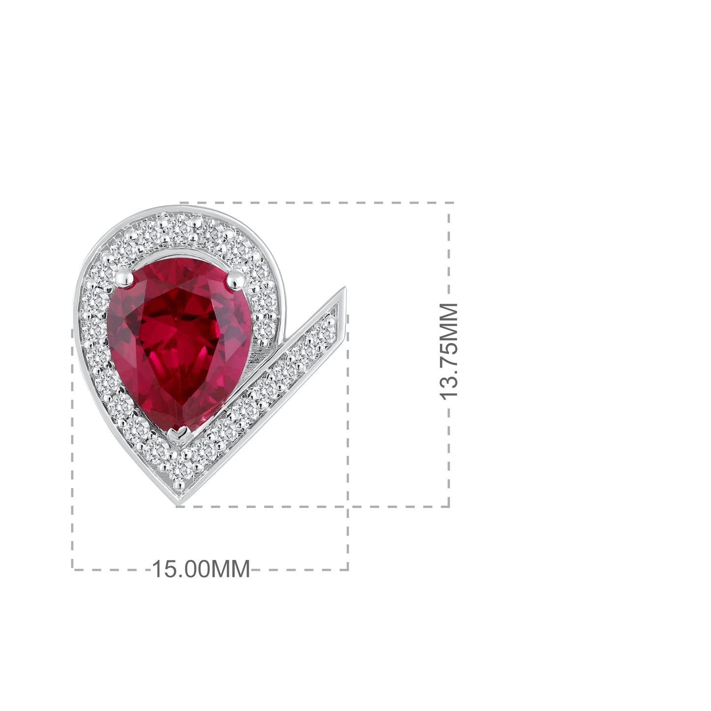 Solid Gold 4.5ct Natural Diamond w/ Ruby V Pear Stud Earrings