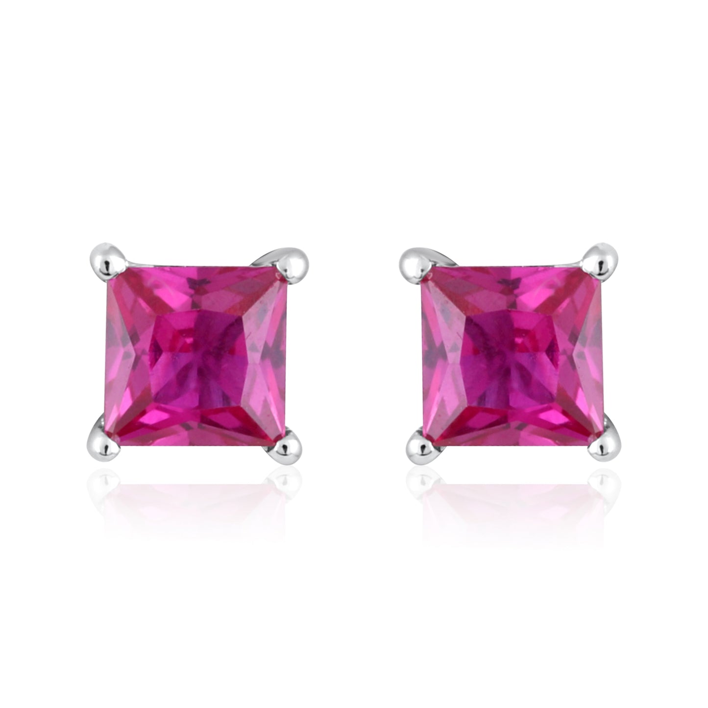 Solid Gold 0.56ct Ruby Square Stud Earrings