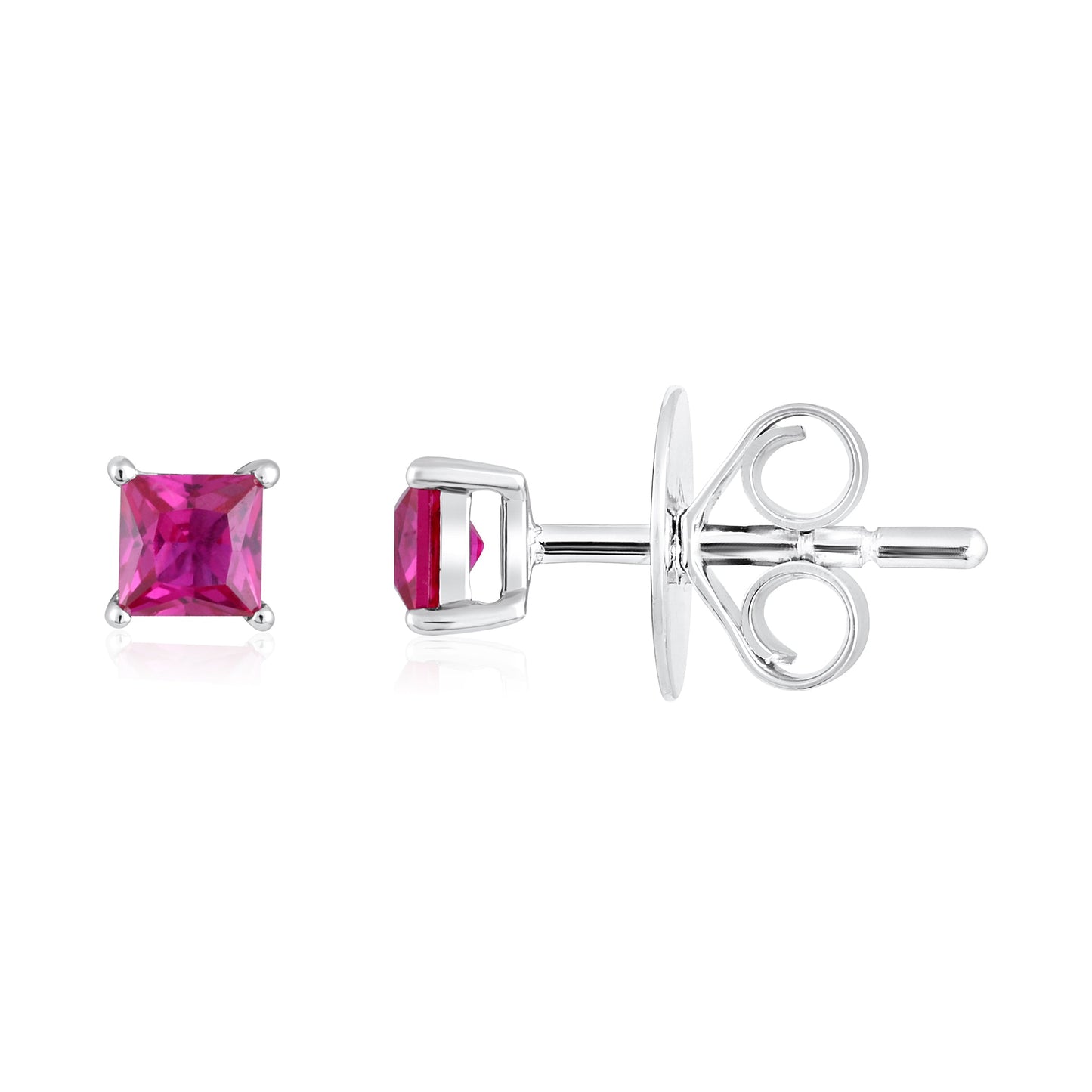 Solid Gold 0.56ct Ruby Square Stud Earrings