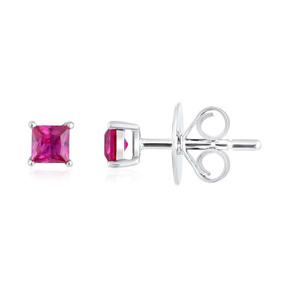 Solid Gold 0.56ct Ruby Square Stud Earrings