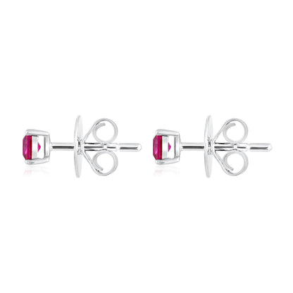 Solid Gold 0.56ct Ruby Square Stud Earrings