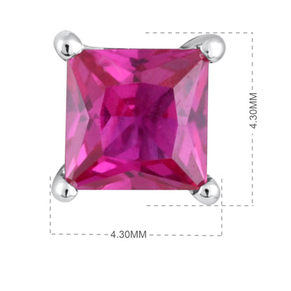 Solid Gold 0.56ct Ruby Square Stud Earrings