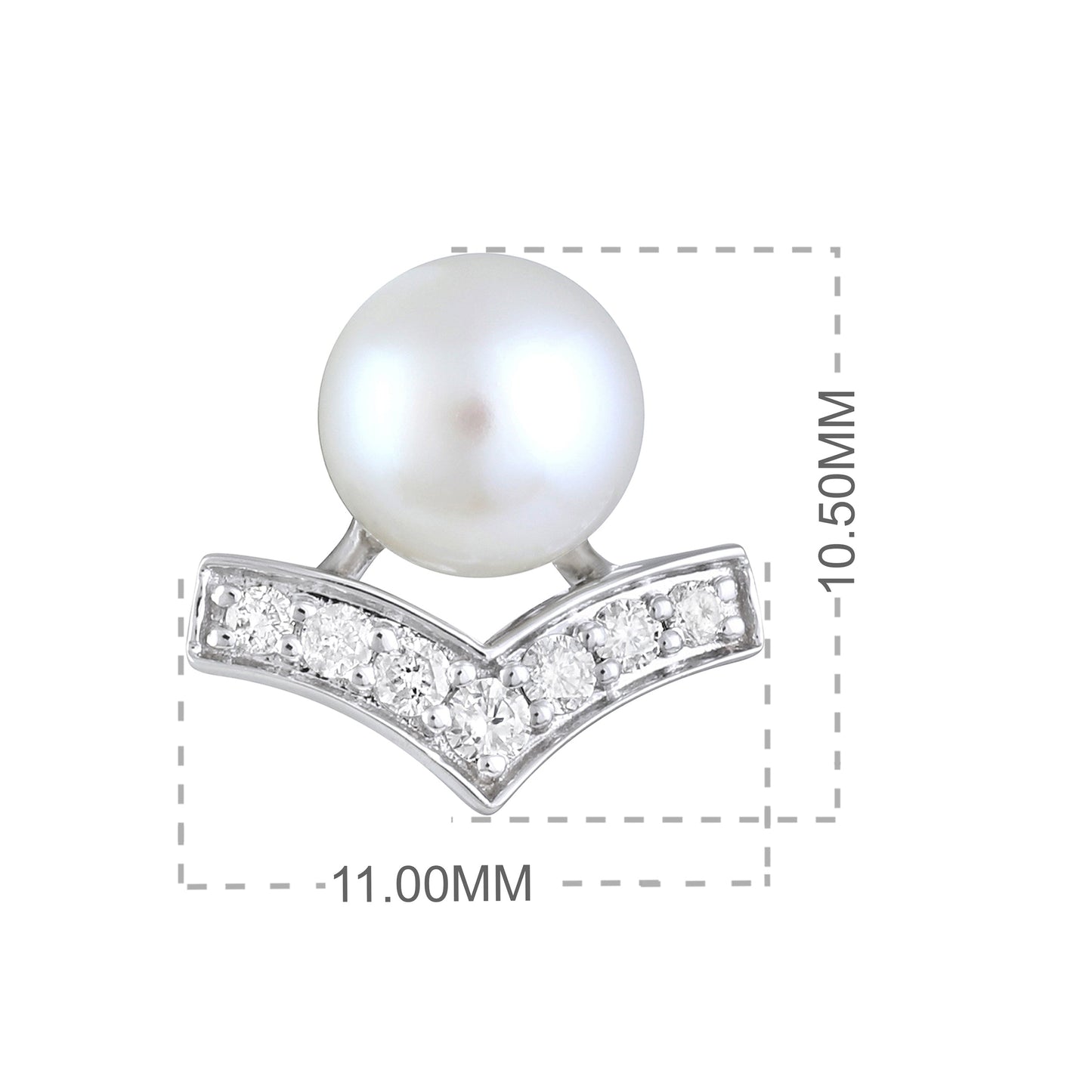 Solid Gold 3ct Natural Diamond w/ Cultured Pearls V Earrings