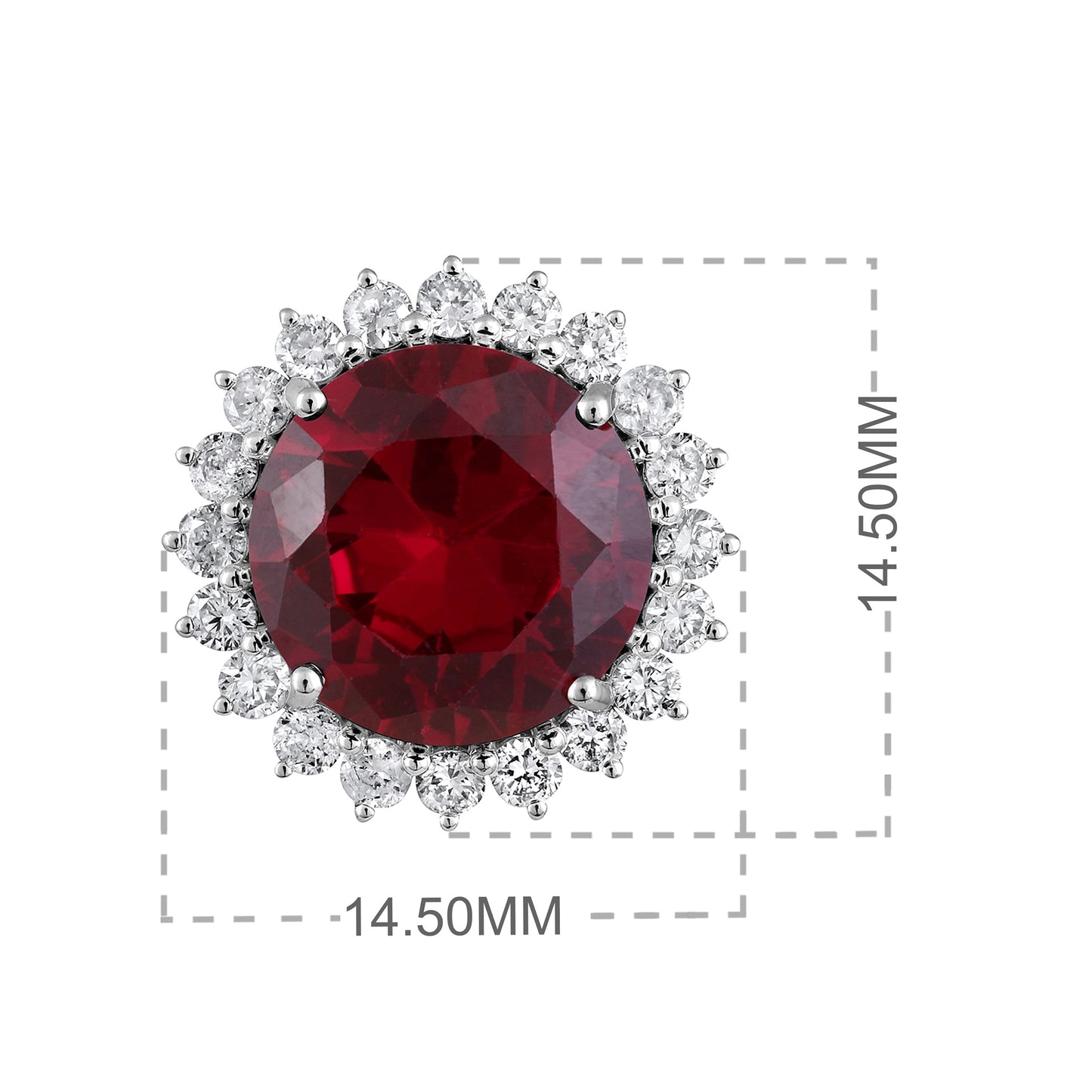Solid Gold 10ct Natural Diamond w/ Ruby Flower Stud Earrings