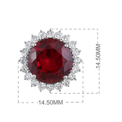 Solid Gold 10ct Natural Diamond w/ Ruby Flower Stud Earrings