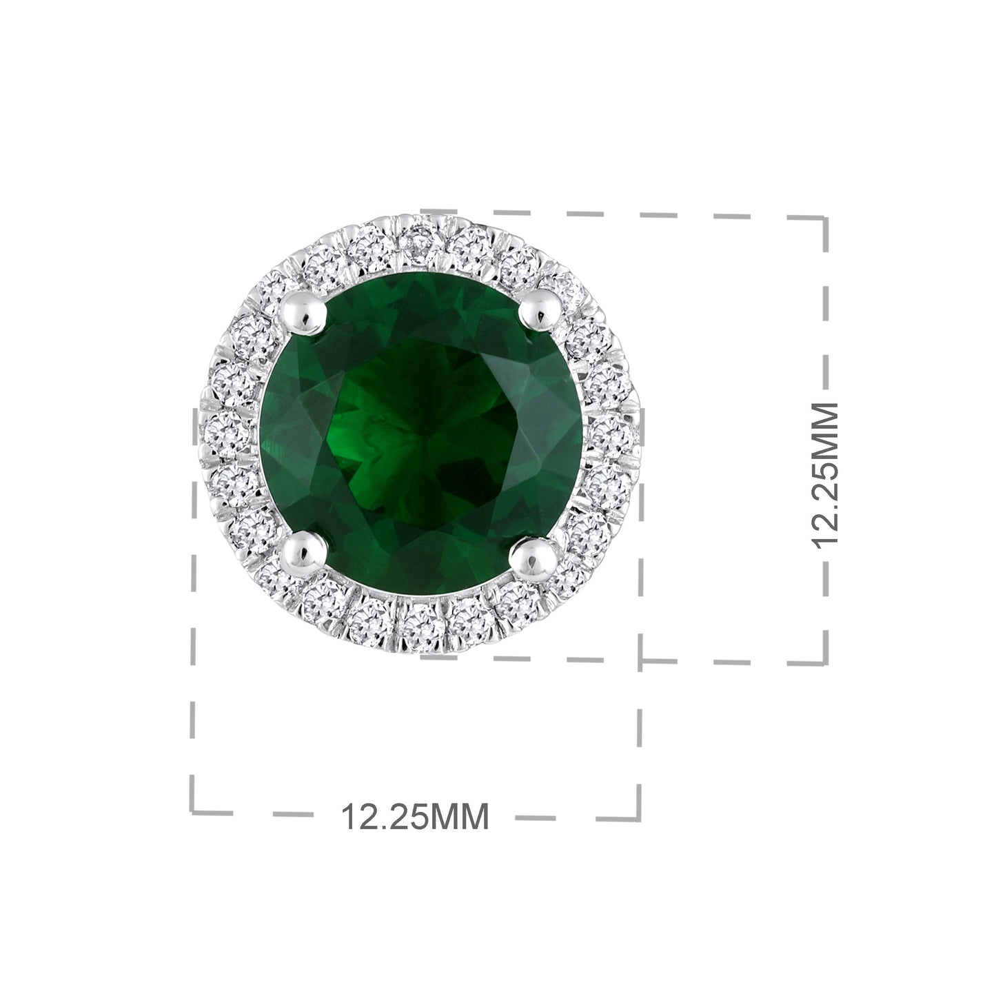 Solid Gold 4.7ct Natural Diamond w Emerald Round Stud Earrings