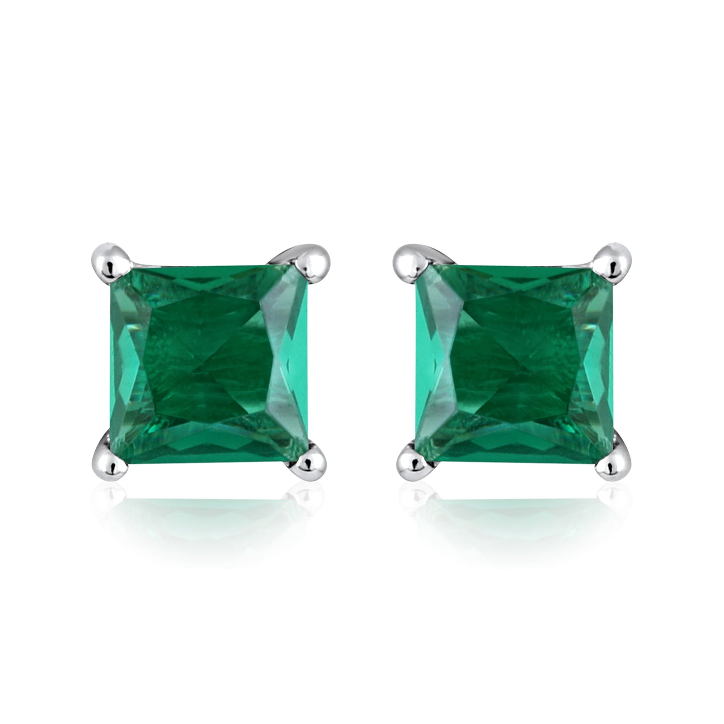 Solid Gold 0.4ct Emerald Square Stud Earrings