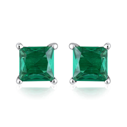 Solid Gold 0.4ct Emerald Square Stud Earrings