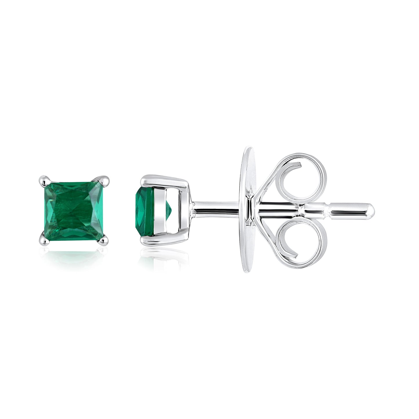Solid Gold 0.4ct Emerald Square Stud Earrings