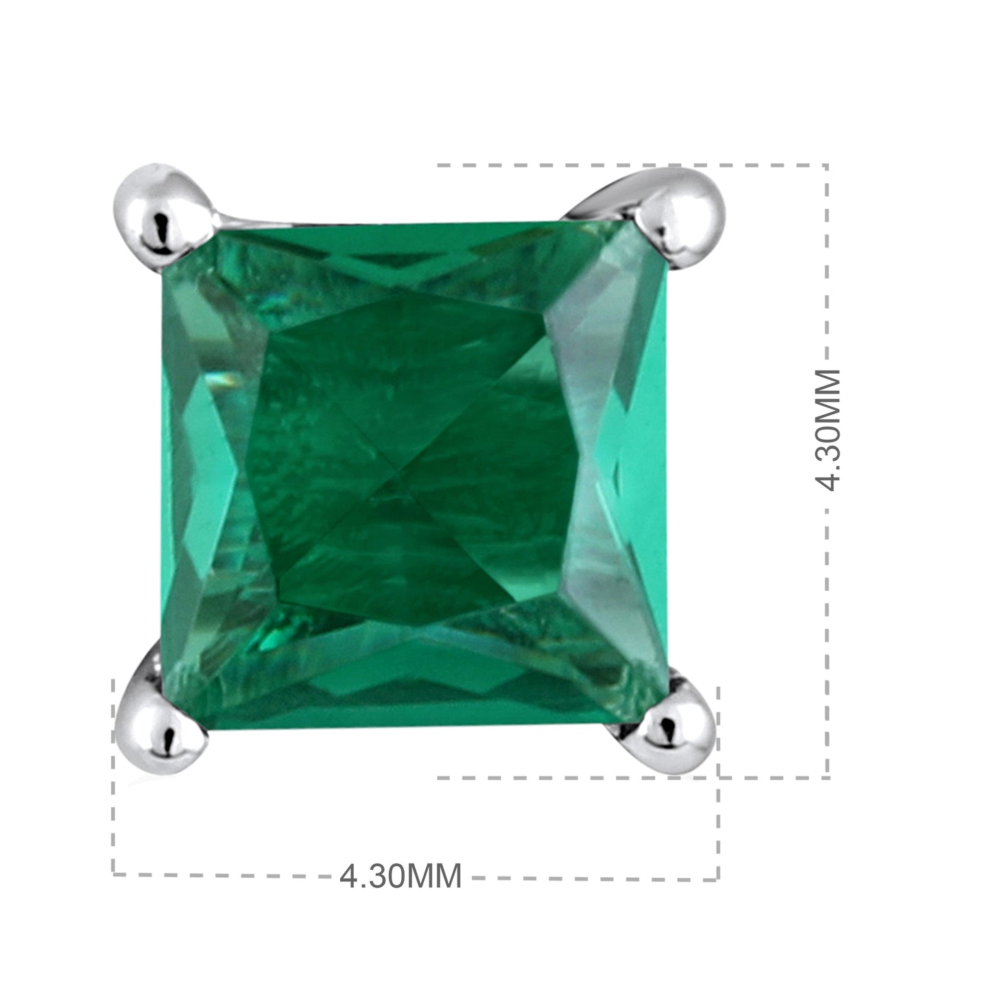 Solid Gold 0.4ct Emerald Square Stud Earrings