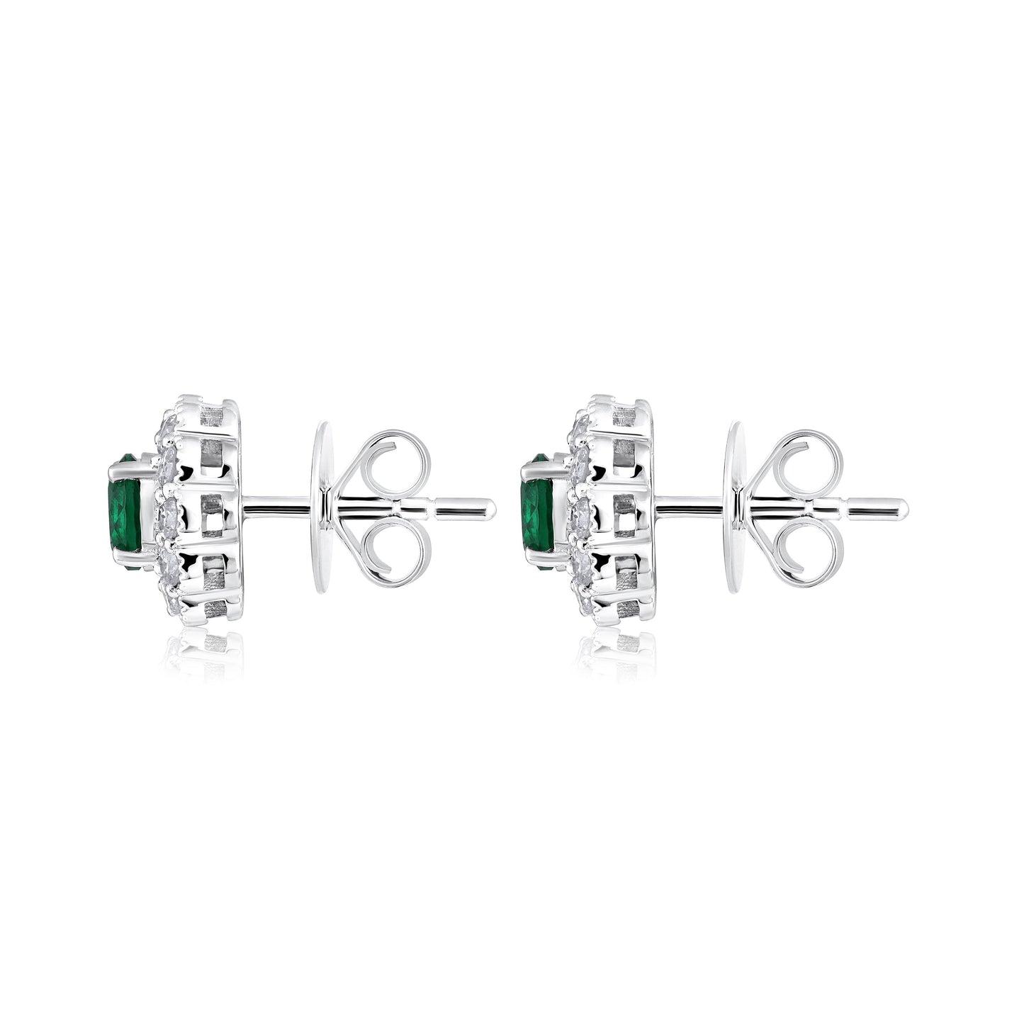 Solid Gold 1.36ct Natural Diamond w/ EMD Flower Stud Earrings