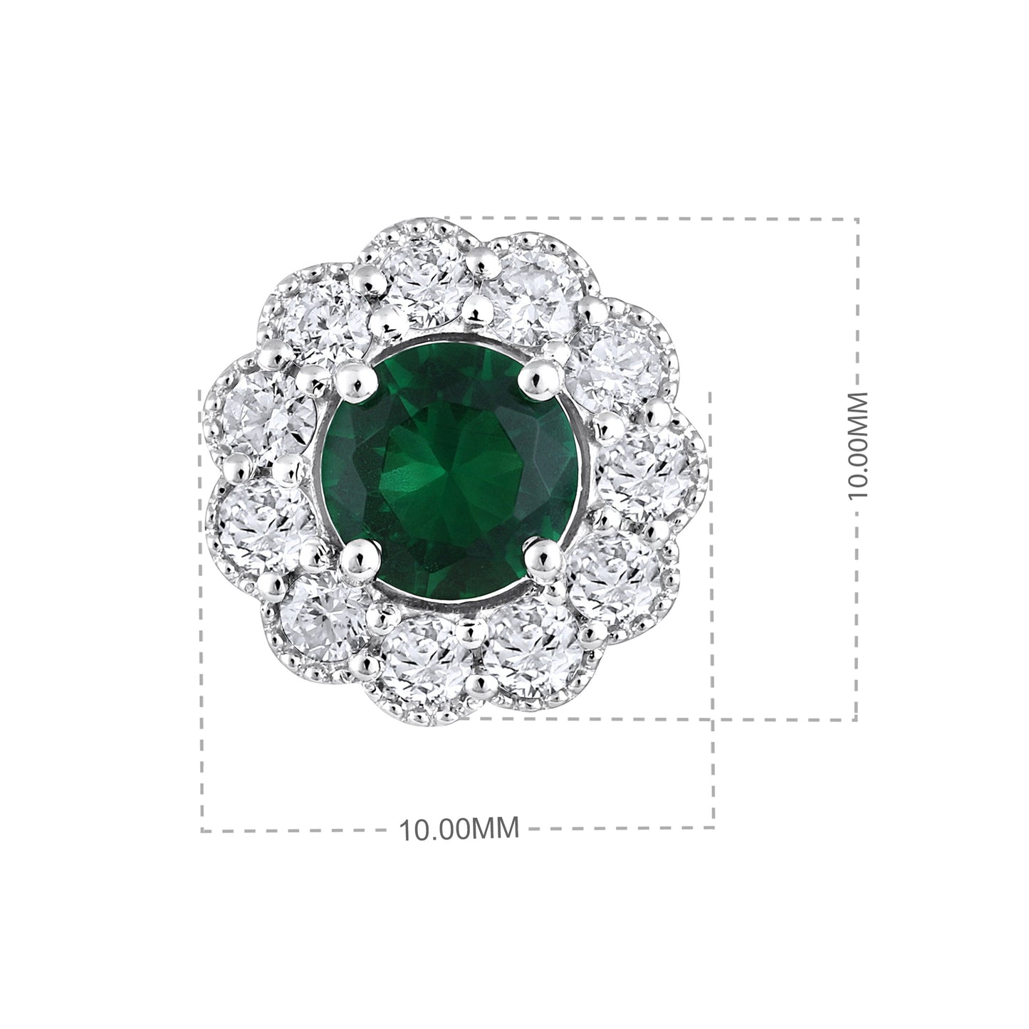 Solid Gold 1.36ct Natural Diamond w/ EMD Flower Stud Earrings