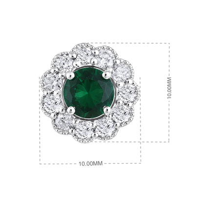 Solid Gold 1.36ct Natural Diamond w/ EMD Flower Stud Earrings