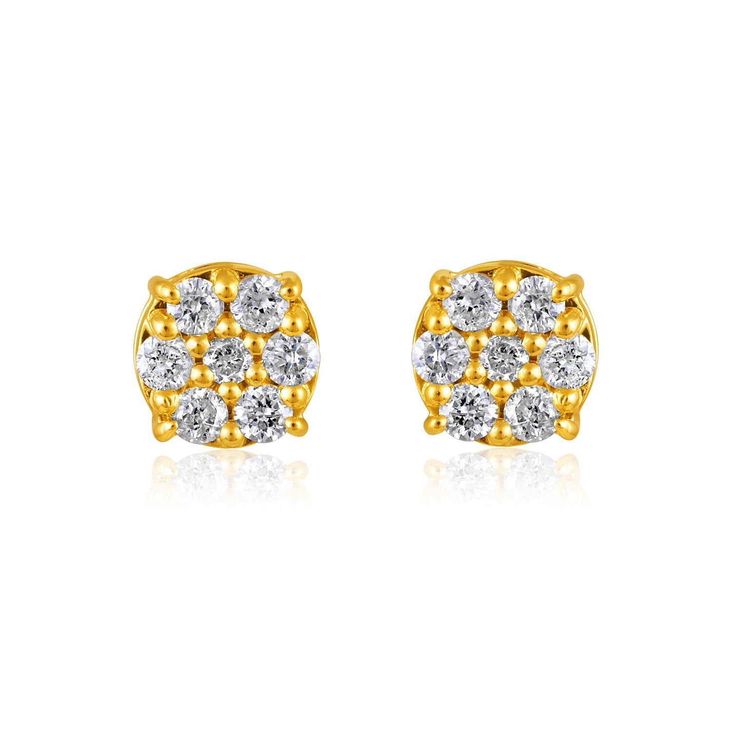 Solid Gold 0.18ct Natural Diamond Small Round Stud Earrings