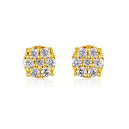 Solid Gold 0.18ct Natural Diamond Small Round Stud Earrings