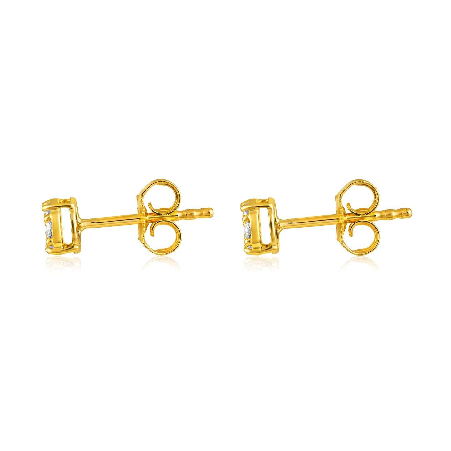 Solid Gold 0.18ct Natural Diamond Small Round Stud Earrings