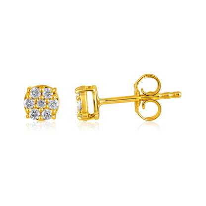Solid Gold 0.18ct Natural Diamond Small Round Stud Earrings