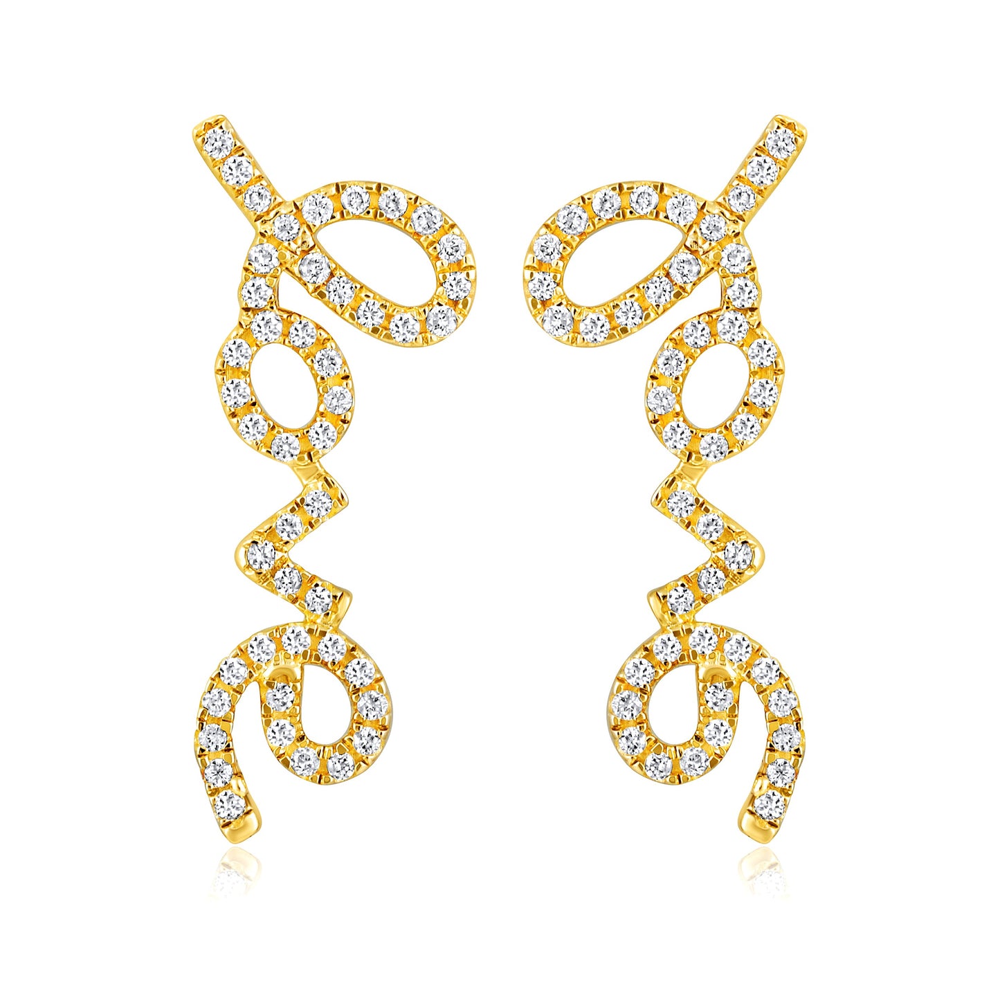 Solid Gold 0.16ct Natural Diamond Love Charm Stud Earrings