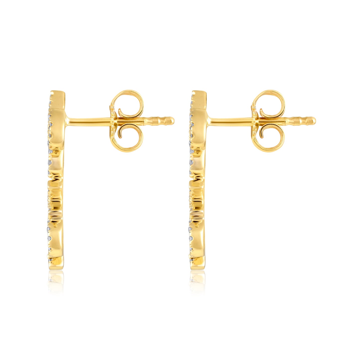 Solid Gold 0.16ct Natural Diamond Love Charm Stud Earrings