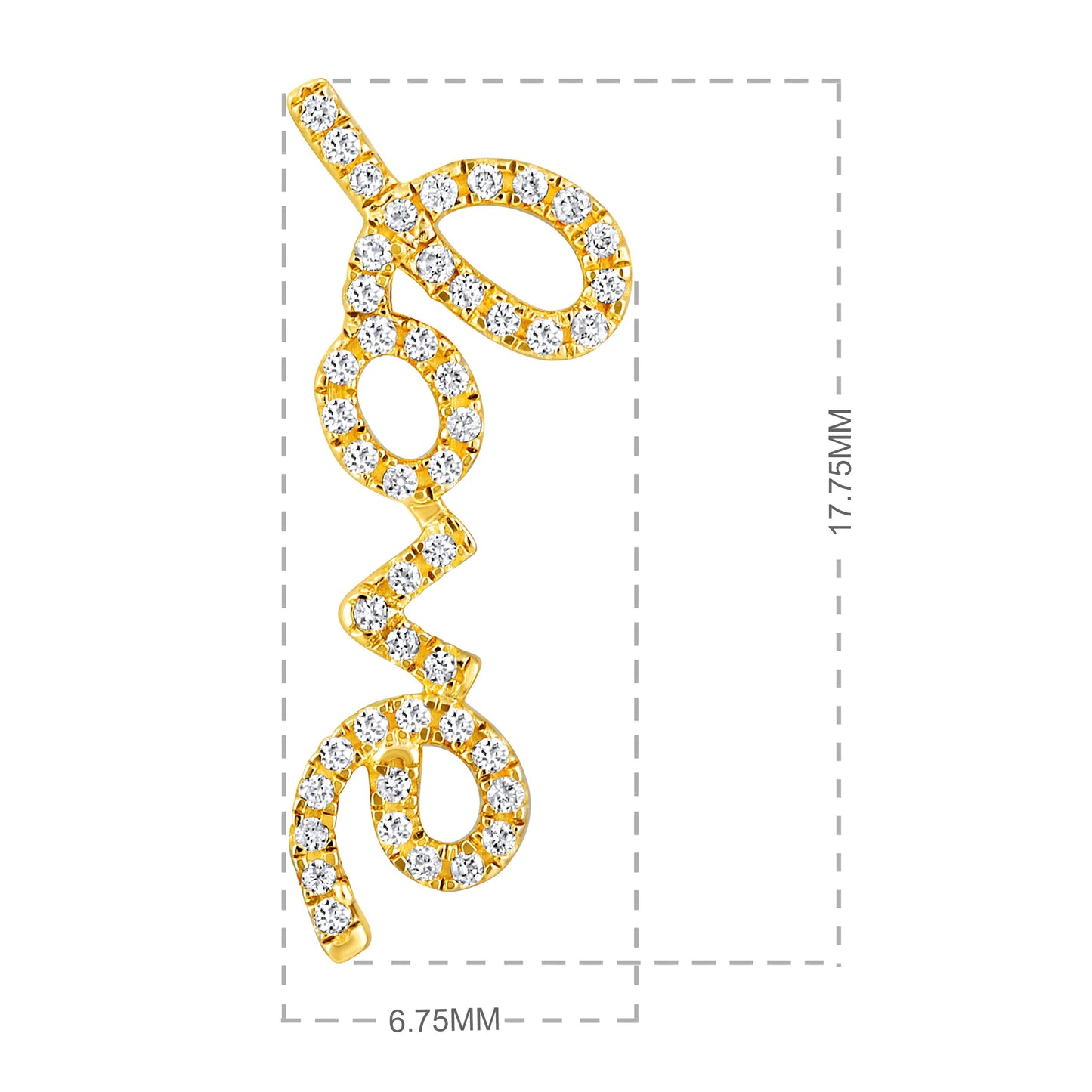 Solid Gold 0.16ct Natural Diamond Love Charm Stud Earrings