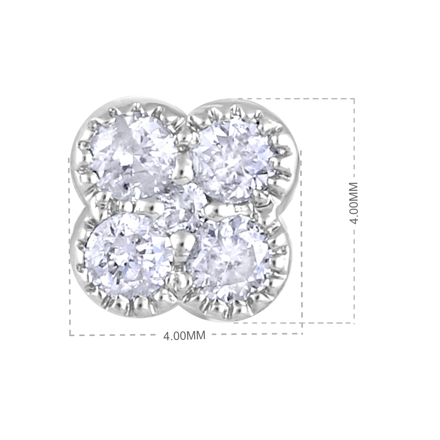 Solid Gold 0.14ct Natural Diamond Clover Multi Pierecing Stud Earrings