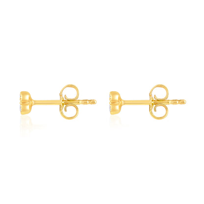 Solid Gold 0.13ct Natural Diamond Clover Multi Pierecing Stud Earrings