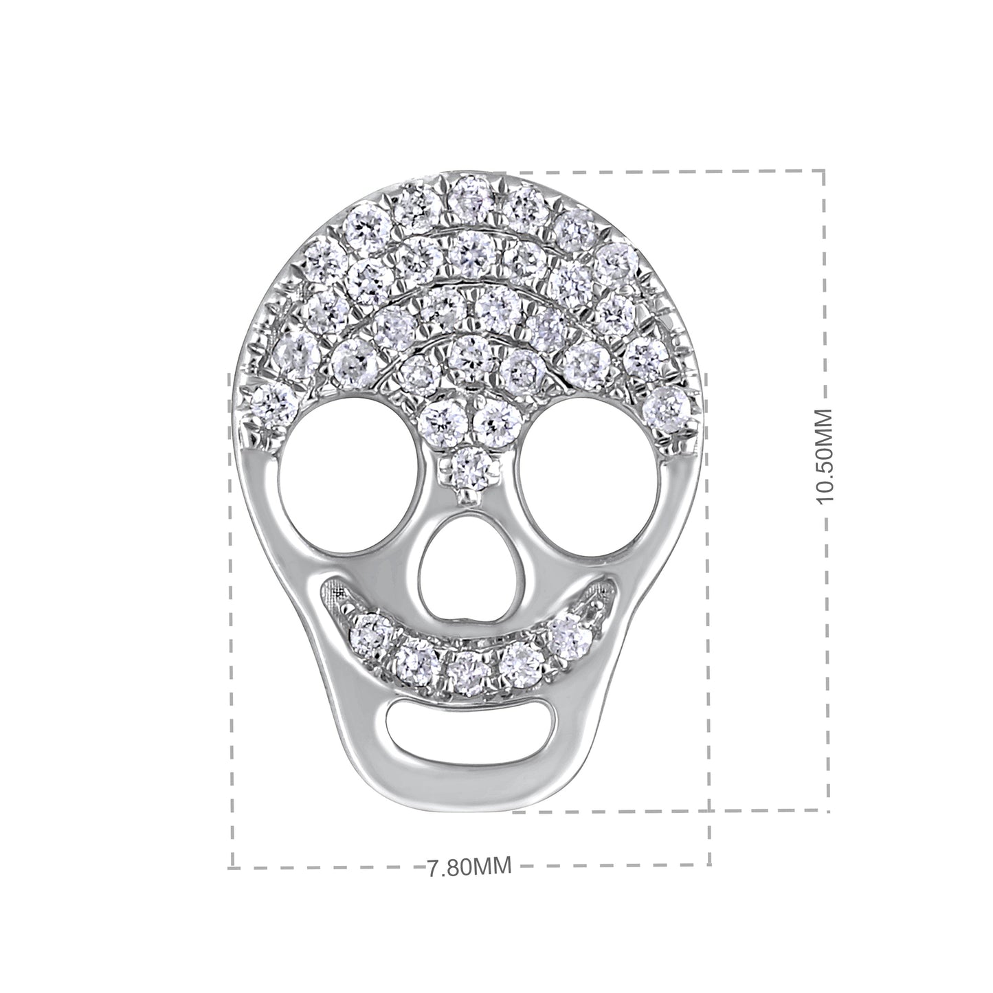 Solid Gold Natural Diamond Skull Small Charm Stud Earrings