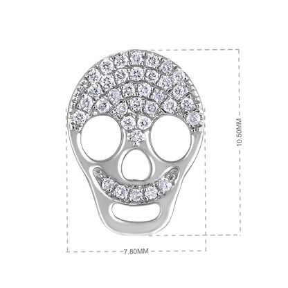 Solid Gold Natural Diamond Skull Small Charm Stud Earrings