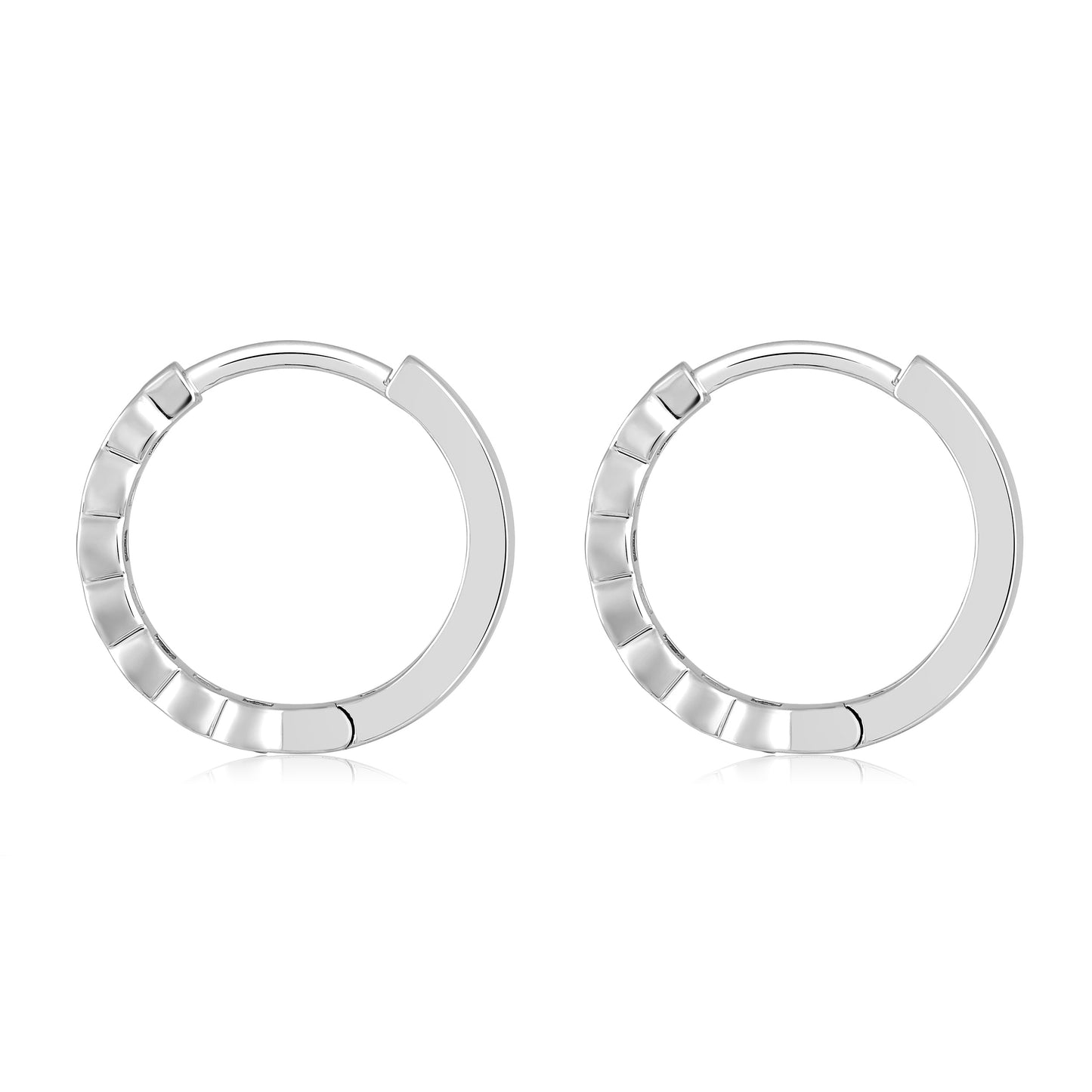 Solid Gold 0.44ct Natural Diamond w/ Emerald Hoop Earrings