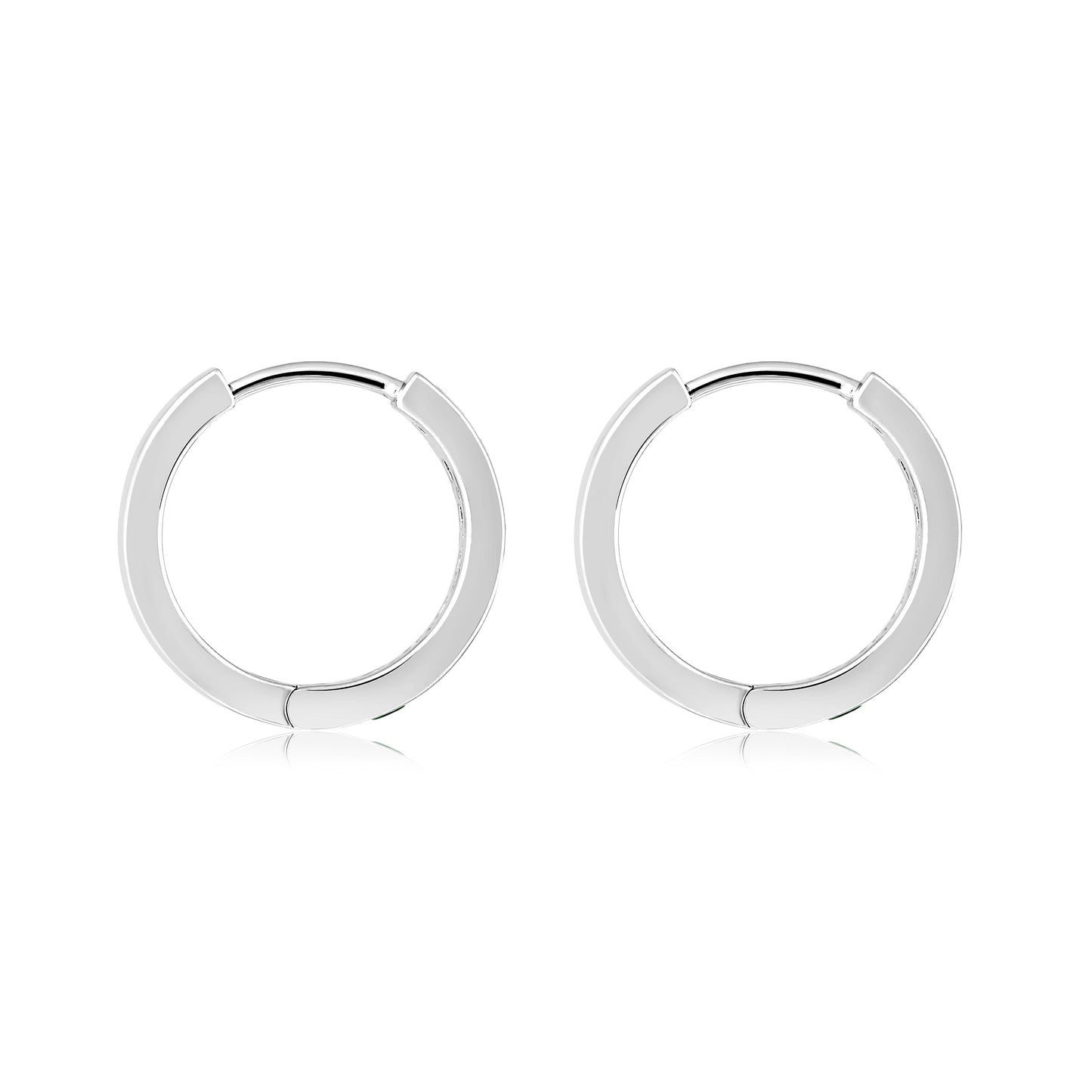 Solid Gold 0.5ct Natural Diamond w/ Emerald Hoop Earrings