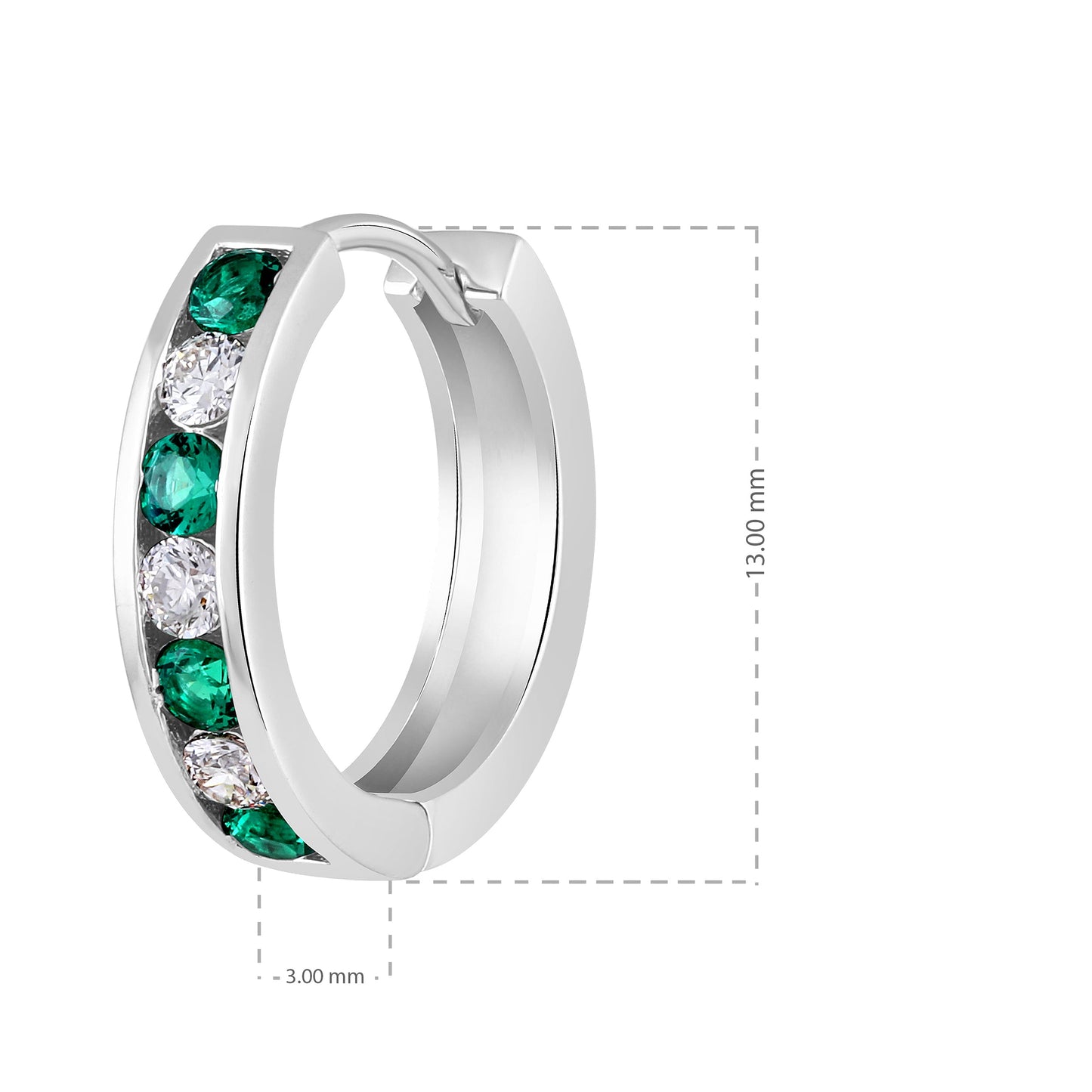 Solid Gold 0.5ct Natural Diamond w/ Emerald Hoop Earrings