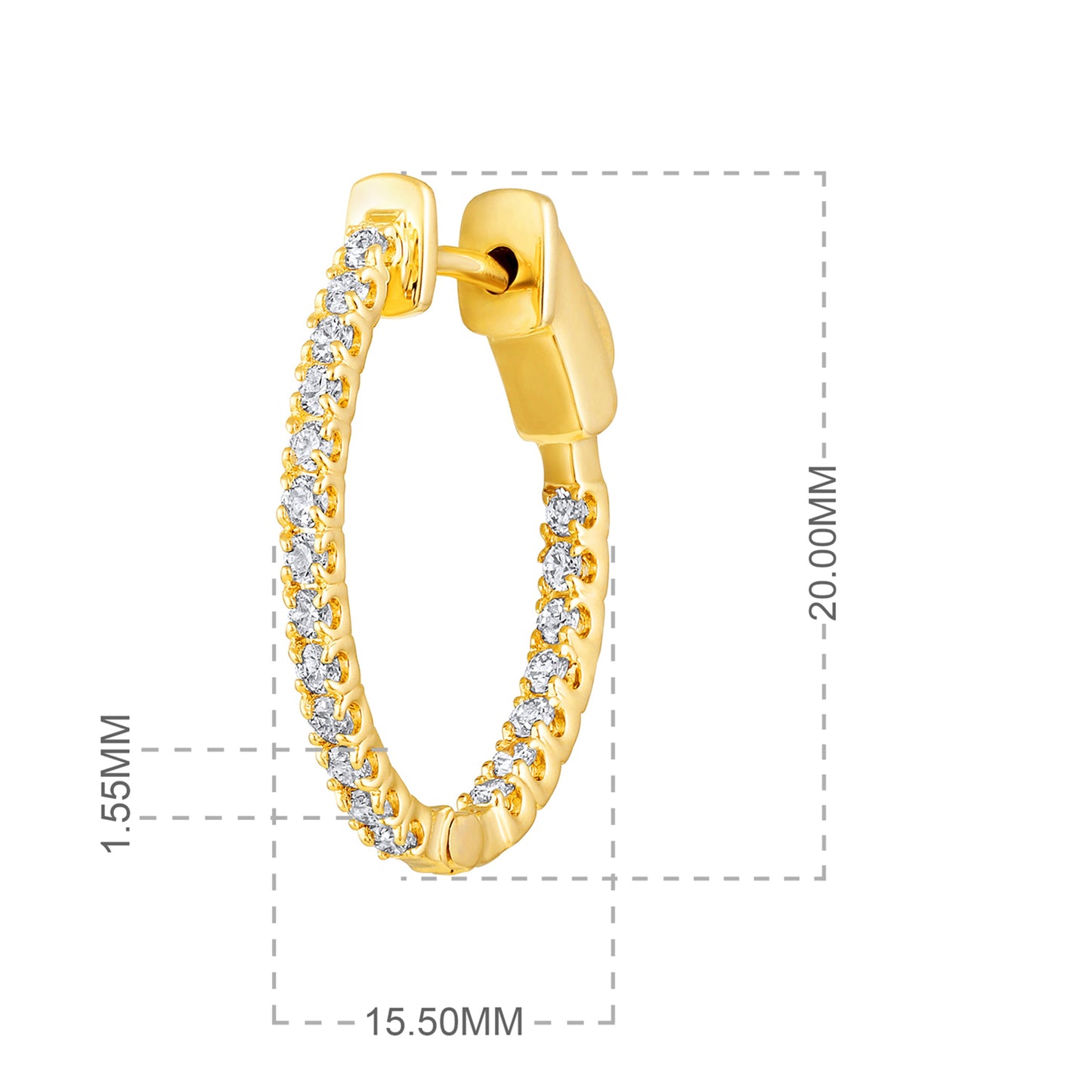 Solid Gold 0.5ct Natural Diamond 20mm Inside-Out Oval Hoop Earrings