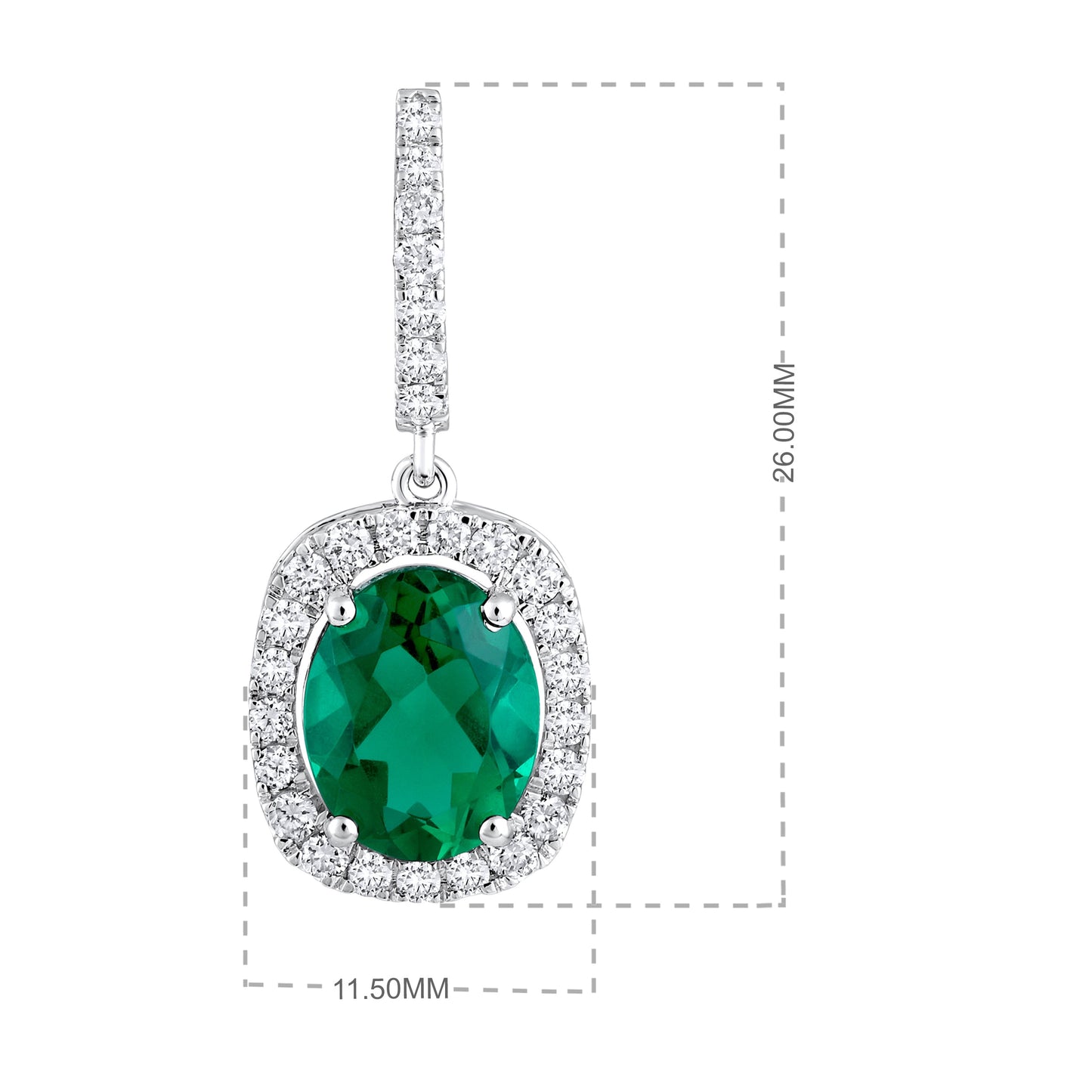 Solid Gold 5.6ct Natural Diamond w/ Emerald Oval Drop Earrings