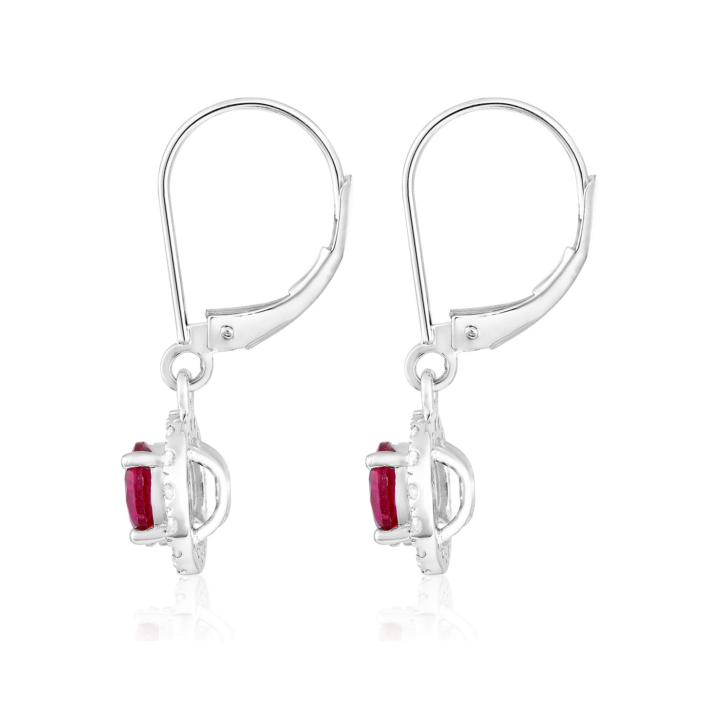 Solid Gold 2.2ct Natural Diamond w/ Ruby Hoop Drop Earrings