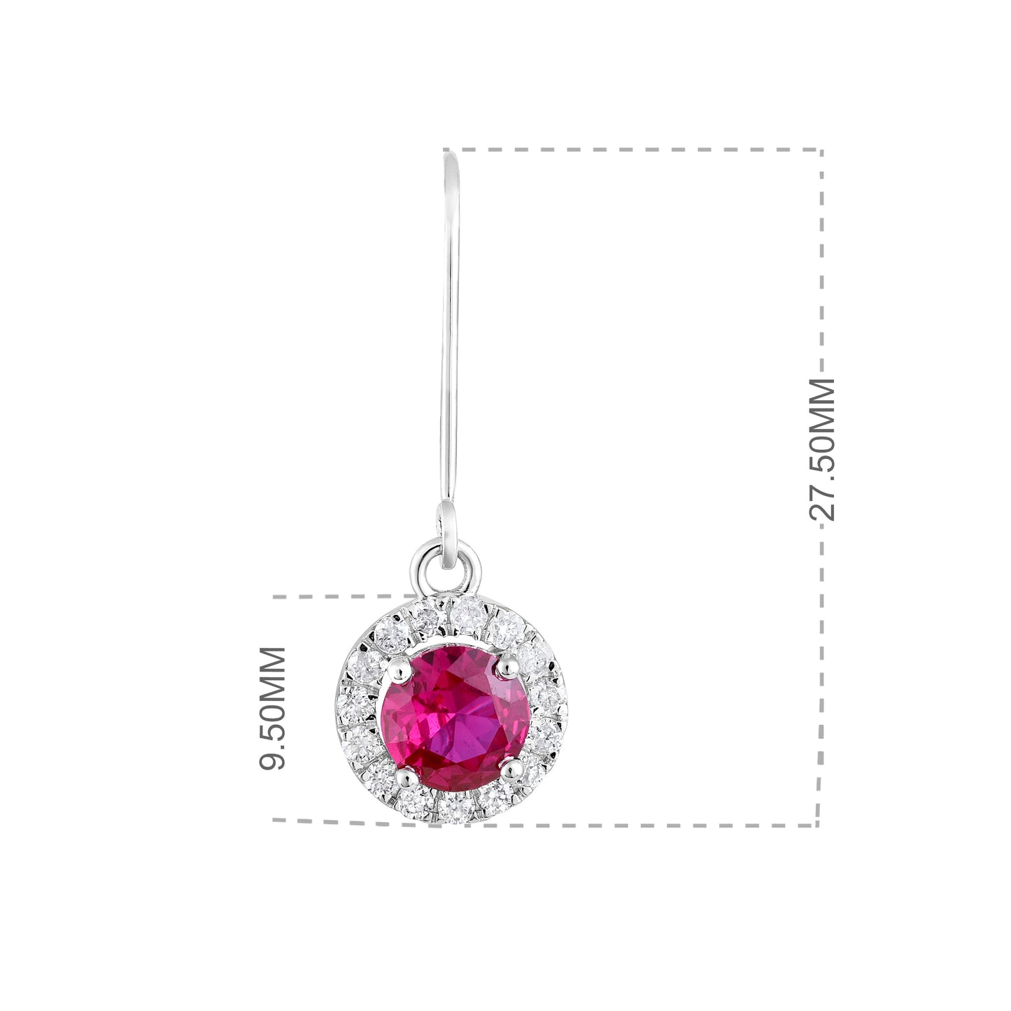 Solid Gold 2.2ct Natural Diamond w/ Ruby Hoop Drop Earrings