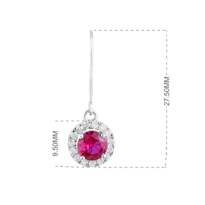 Solid Gold 2.2ct Natural Diamond w/ Ruby Hoop Drop Earrings