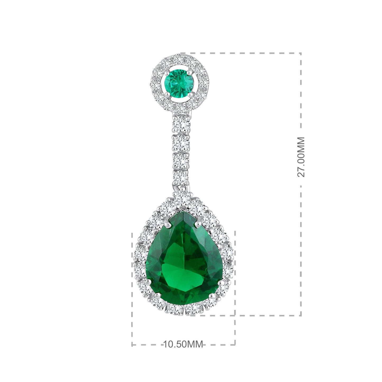 Solid Gold 4.7ct Natural Diamond w/ Emerald Pear Drop Earrings