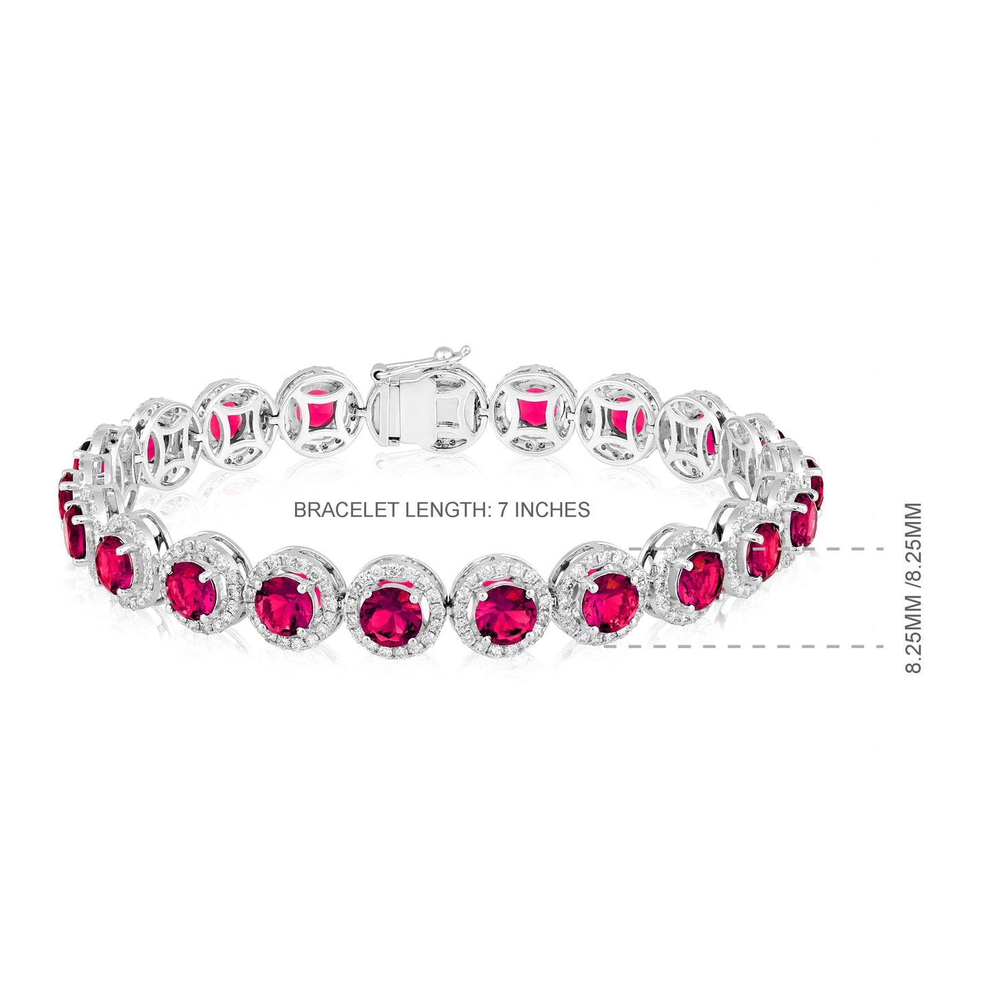 Solid Gold 14.7ct Natural Diamond w/ Ruby Tennis Bracelet